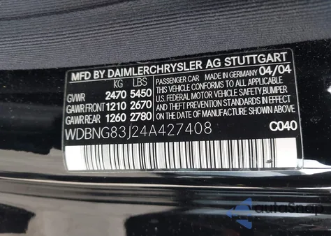 2004 Mercedes-Benz S 430 4Matic z USA, uszkodzony, nr VIN WDBNG83J24A427408